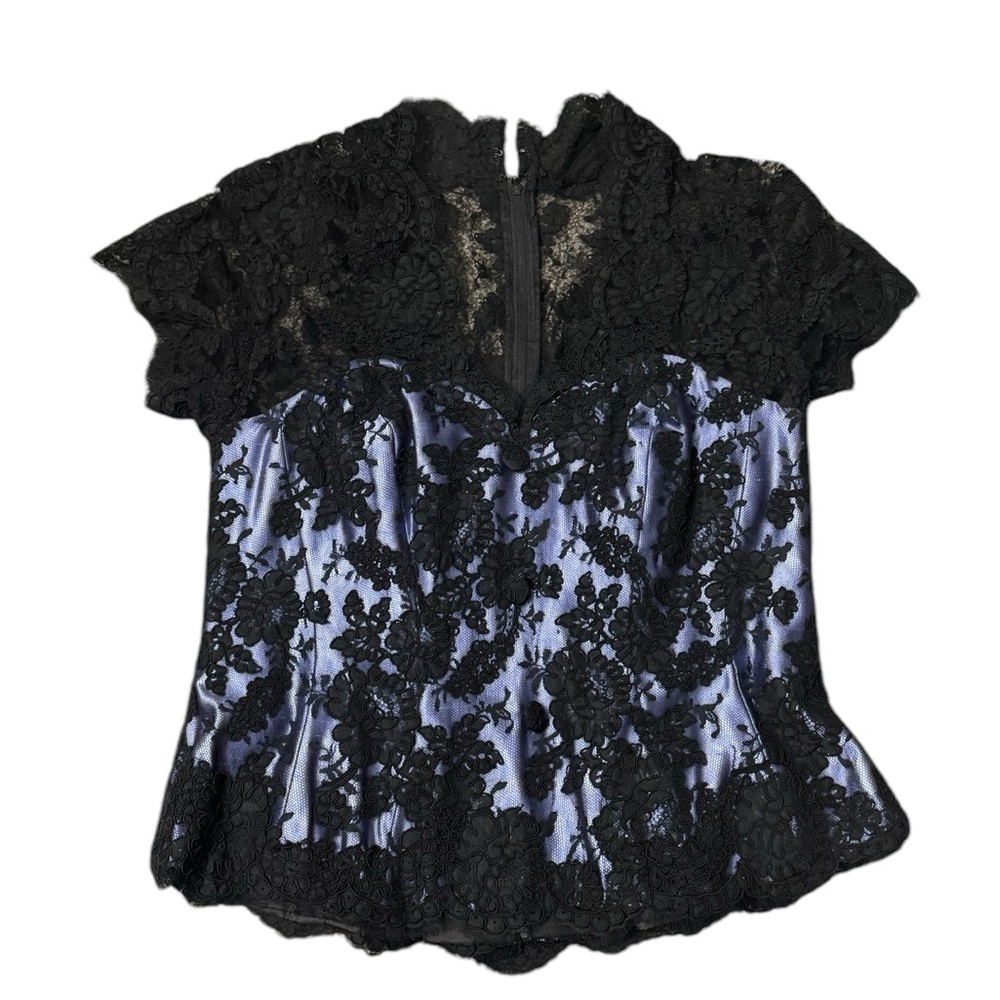 Rose Taft Couture Corsette Lace 100% Silk Top Size 12